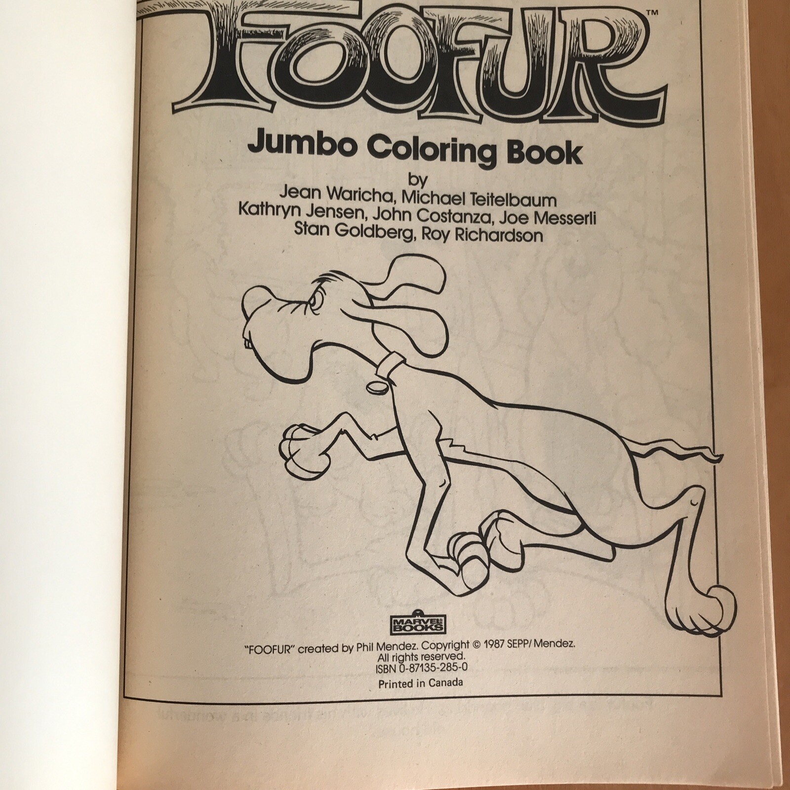 Foofur coloring book. 128 Pages. 1987. Vintage. Rare. Marvel Books.