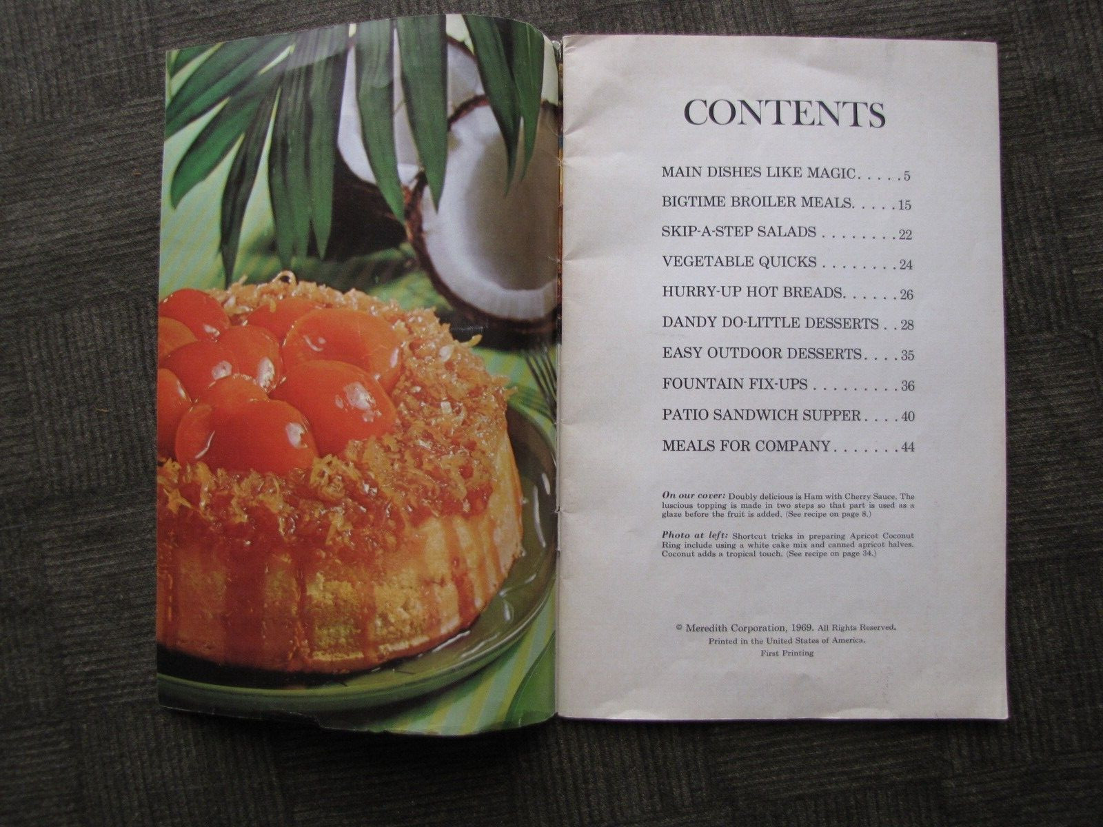 First Printing SHORT CUT COOKING by Meredith Corp. USA 10″x6.5″ w 47 pages 1969