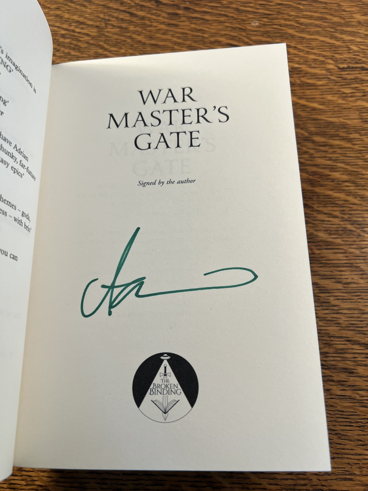 War Master’s Gate Adrian Tchaikovsky Broken Binding HC Signed Hardcover New