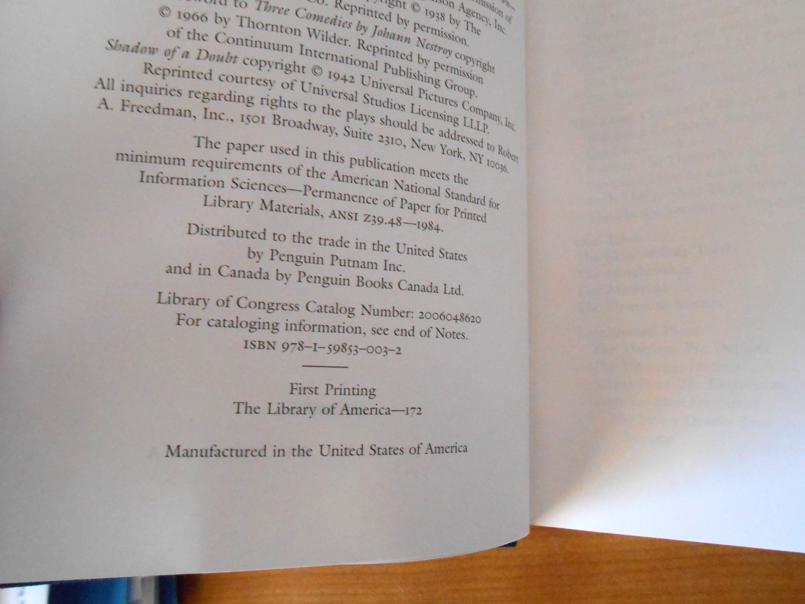 Library Of America THORNTON WILDER Set of 3 1st printings inserts- HC/SC LN