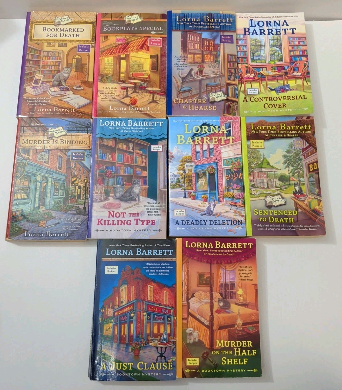 Lorna Barrett lot of 10 paperback books From the Booktown Mystery Series
