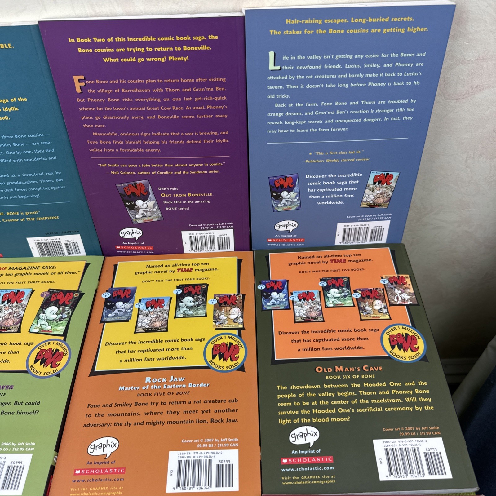 Complete Set 1-9 Graphic Novel BONE Jeff Smith PB Scholastic Graphix Color