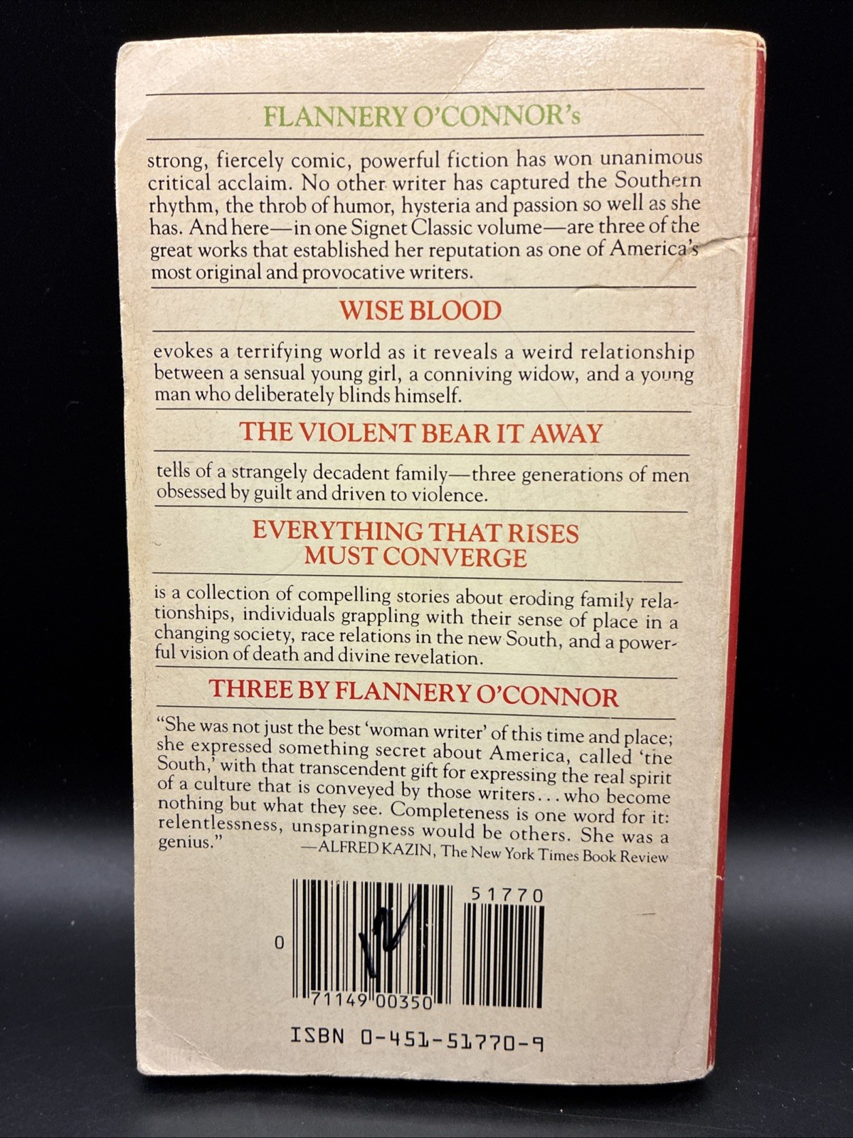 3 BY FLANNERY O’CONNOR vintage 1983 Signet paperback
