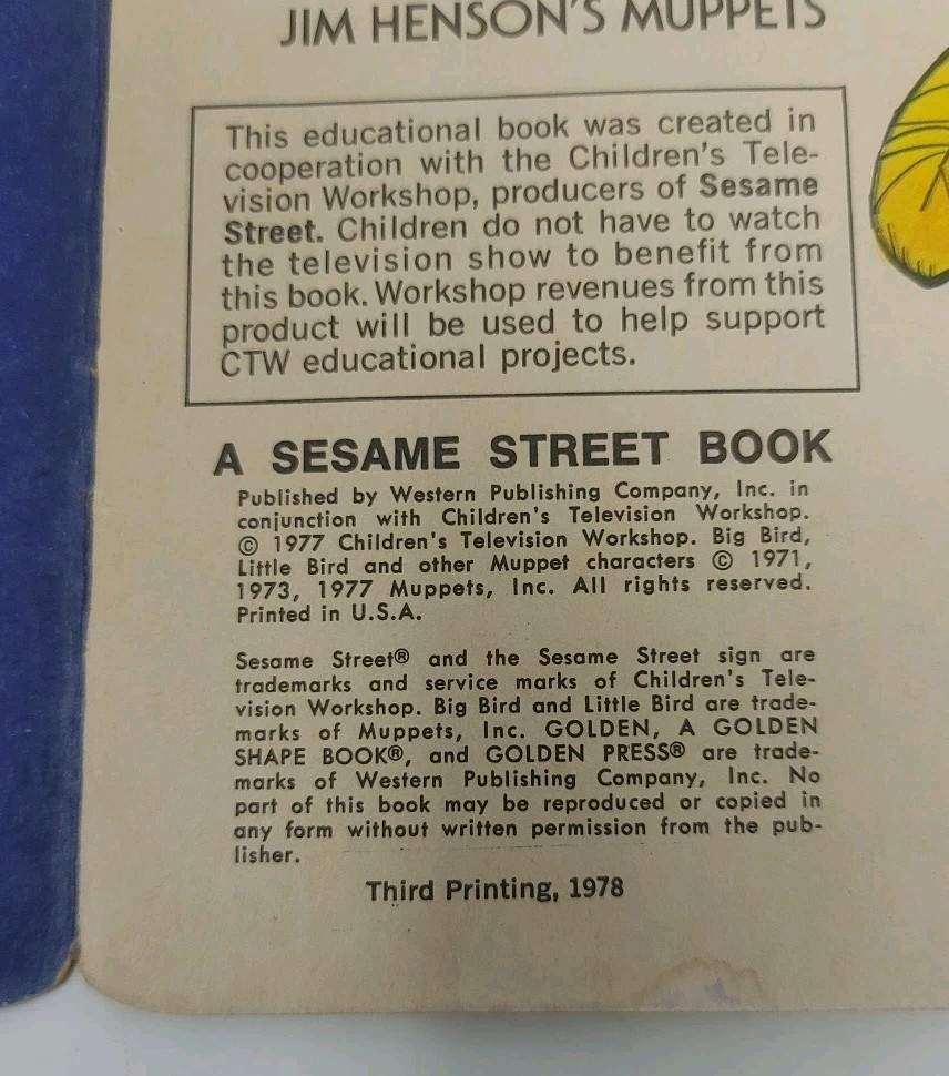 Lot 4 VTG Sesame Street Children’s Kids Little Golden Super Shape Picture Books