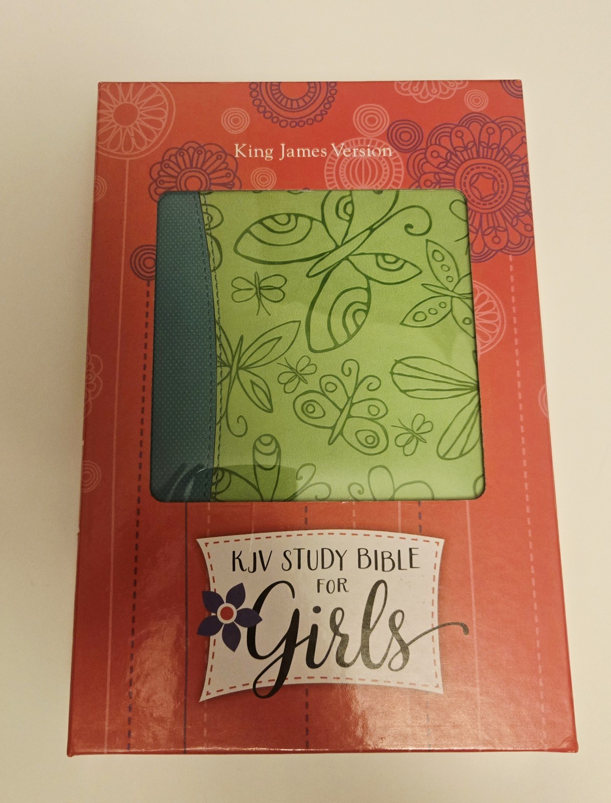 King James Version KJV Girls Study Bible Turquoise Butterfly Design Duravella