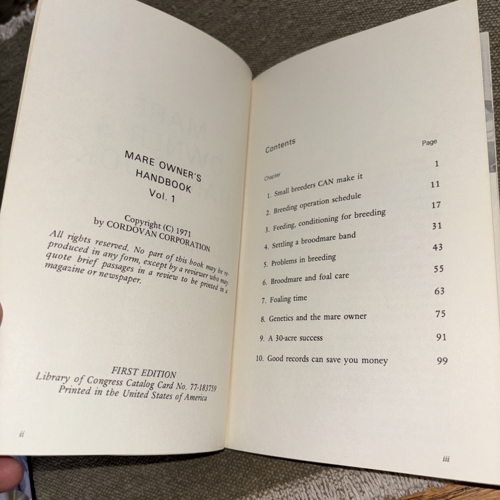 Mare Owner’s Handbook Vol. 1 Edited by Tex Rogers A Horseman Book. 108 Pages