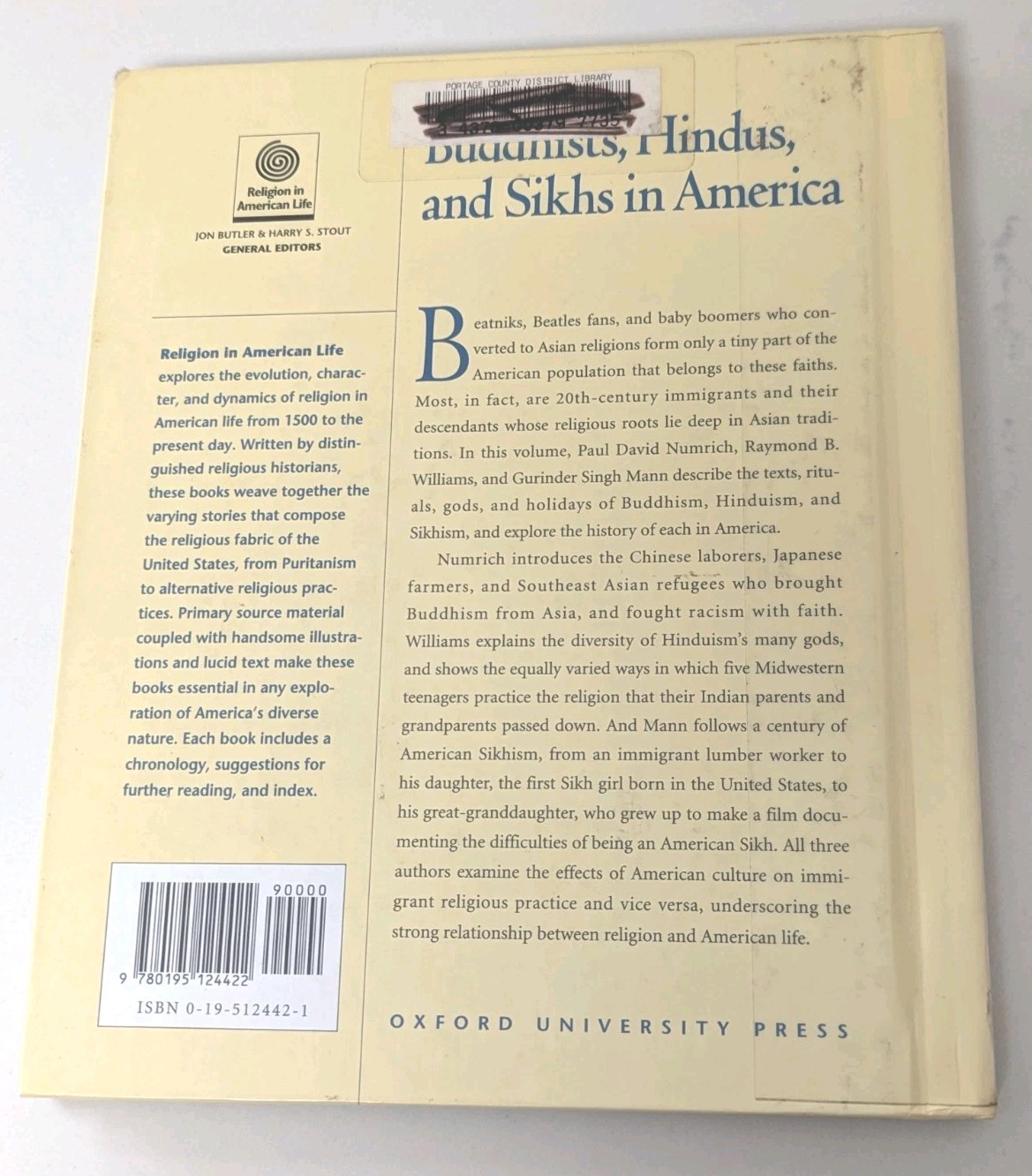 2001 Buddhists, Hindus, and Sikhs in America HC Singh Mann Nunrich Williams 160p