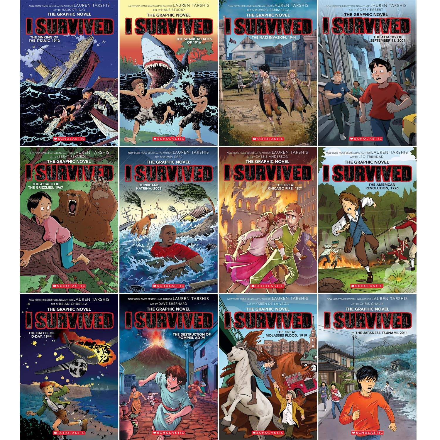 I Survived Graphix 1-12 Books Set by Lauren Tarshis NEW Paperback Set