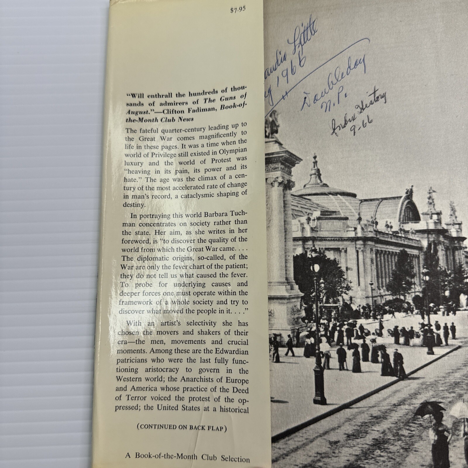 Barbara W. Tuchman The Proud Tower 1966 Book of the Month Club World Before War