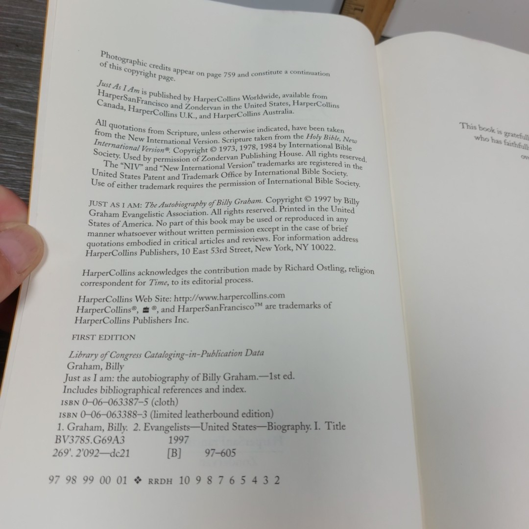 FIRST EDITION, FIRST PRINTING Just As I Am: The Autobiography of Billy Graham