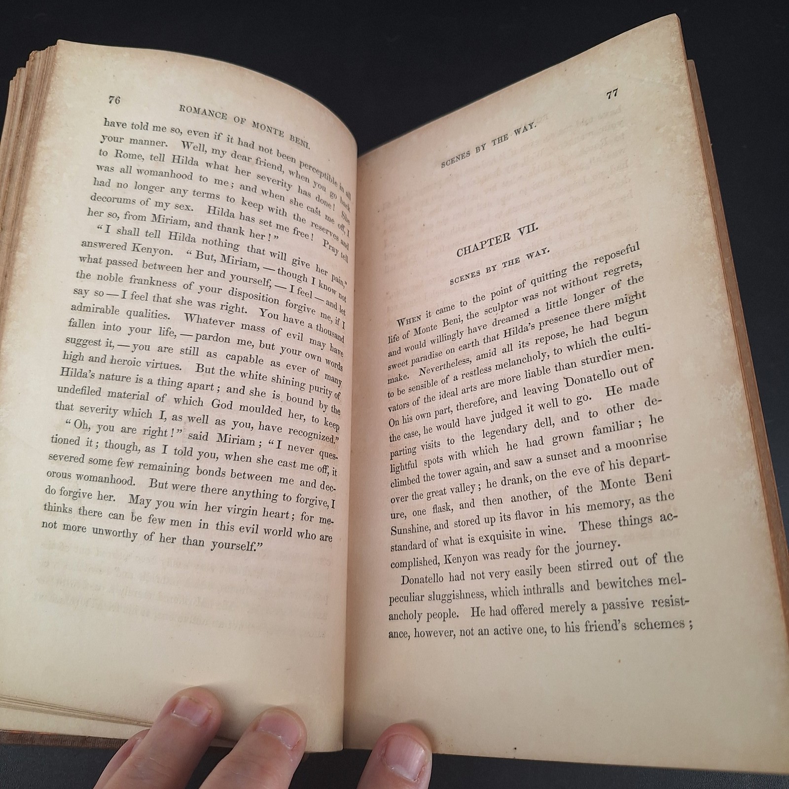 Antique 1860 Book The Marble Faun Monte Beni Nathaniel Hawthorne Volume II