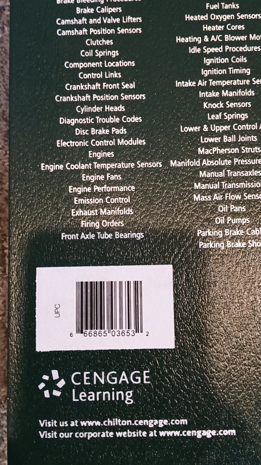 Chilton Chrysler Service Manual 2010 Edition Volume II Cengage Learning [VG]