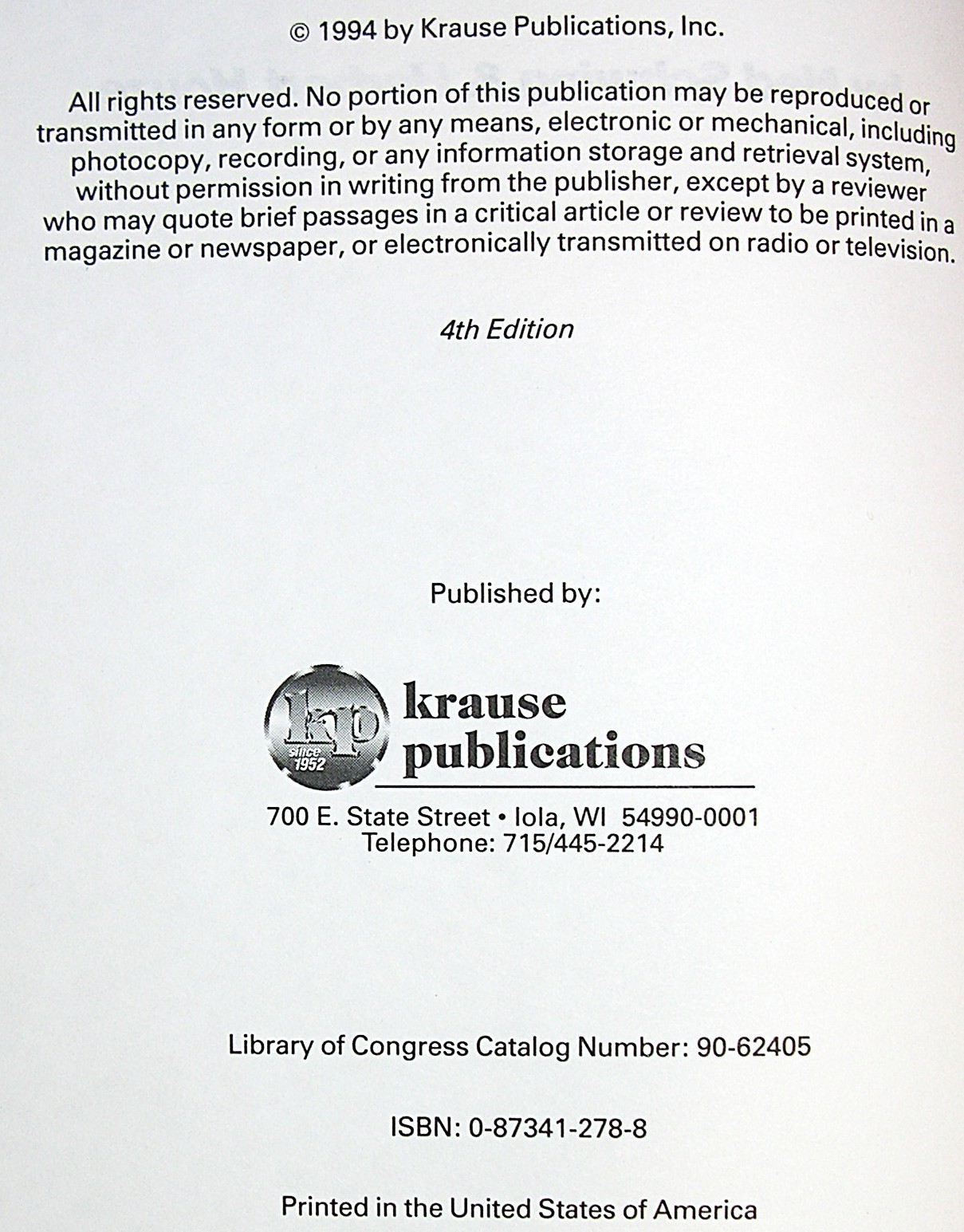 Standard Catalog of Firearms 4th Ed ©1994 Krause Pub. 832 Pages