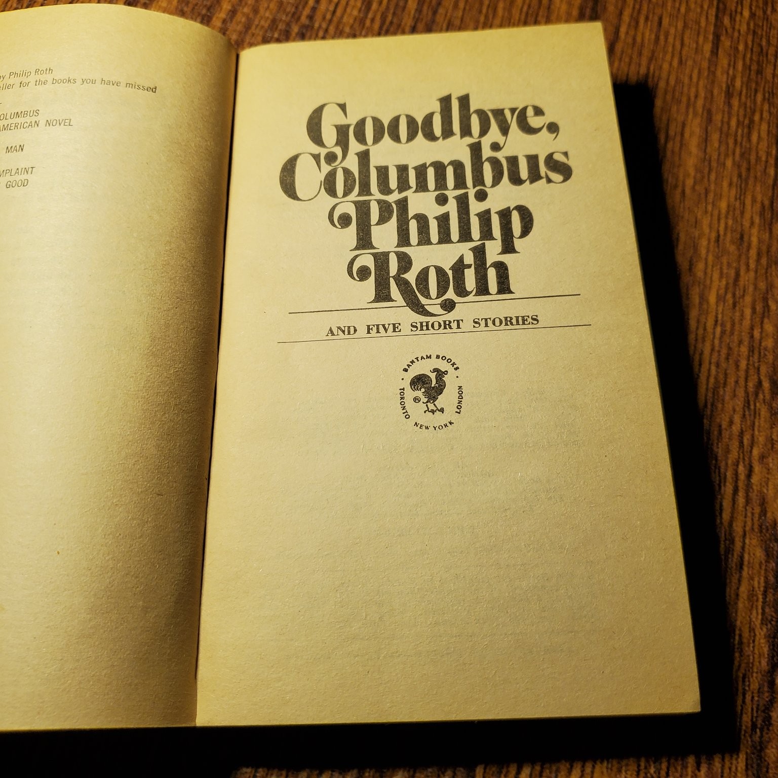 Goodbye, Columbus Philip Roth 1963 Bantam Edition Fiction Classic