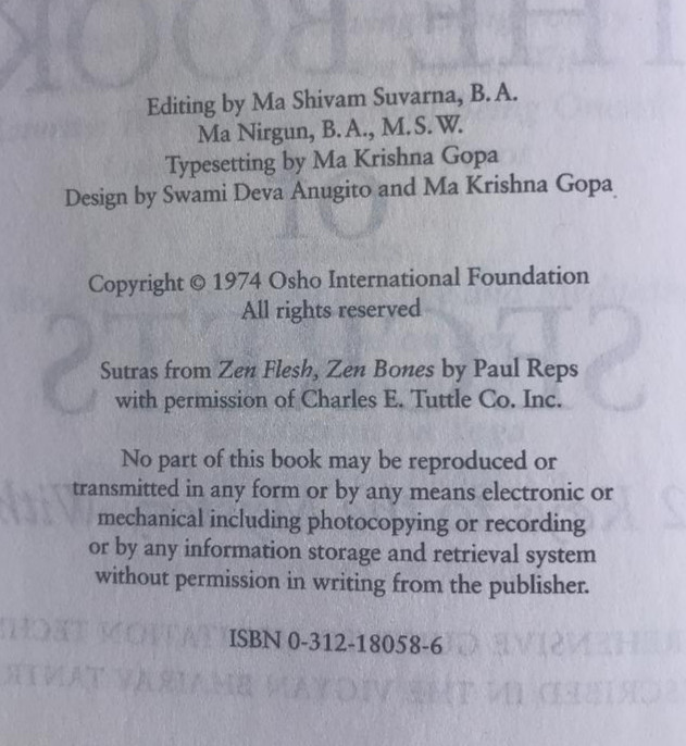 THE BOOK OF SECRETS ~ OSHO ~ 1974 ~ 112 KEYS TO THE MYSTERY WITHIN ~ MEDITATION