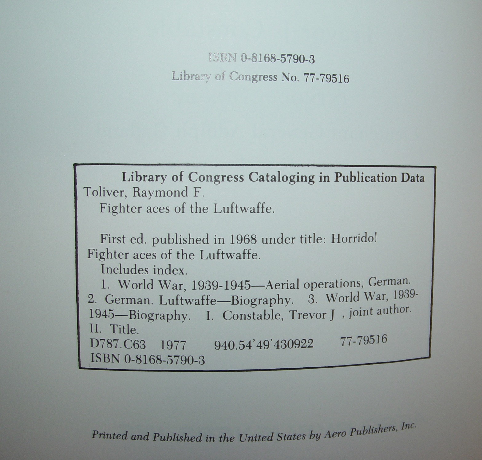 „FIGHTER ACES OF THE LUFTWAFFE“ 432 pages Hardcover Illustrated Book