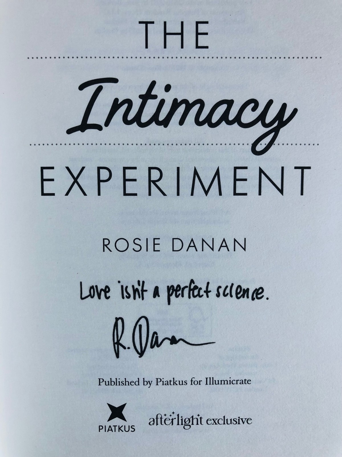 SIGNED The Roommate & The Intimacy Experiment Rosie Danan ILLUMICRATE AFTERLIGHT