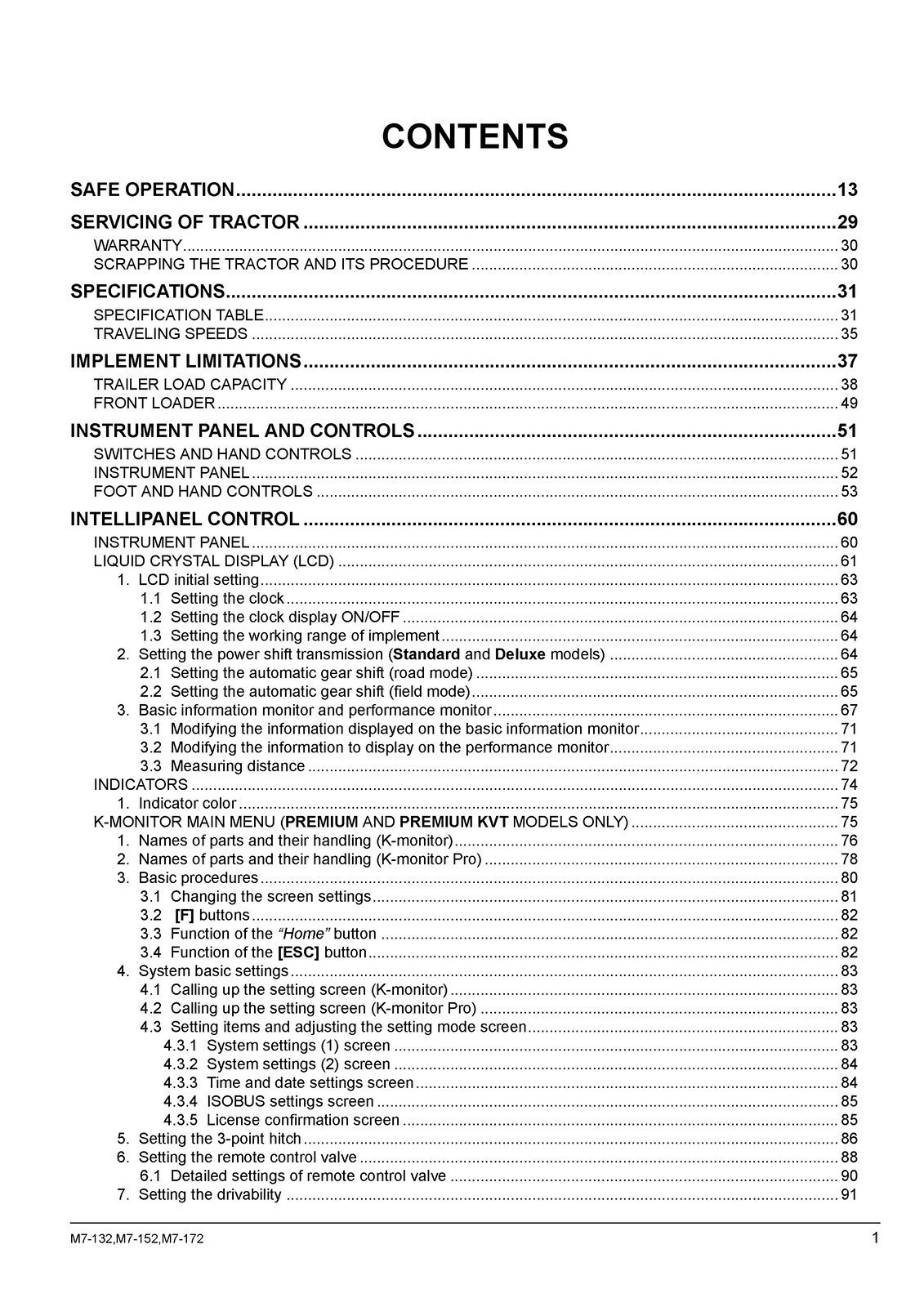 KUBOTA M7132 M7152 M7172 TRACTOR OPERATORS MANUAL – SPIRAL BOUND – TOUGH COVERED