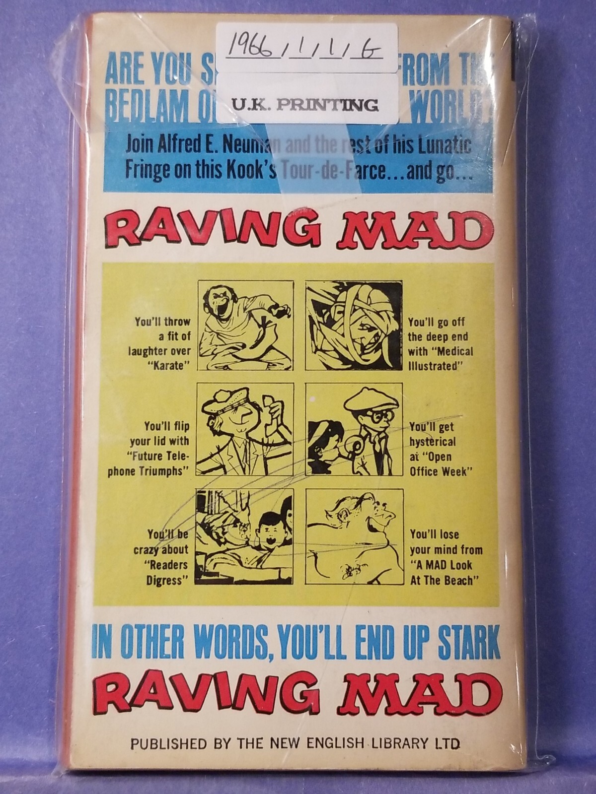 UNITED KINGDOM MAD Magazine Paperback Book: #20 RAVING MAD 1966 1ST G