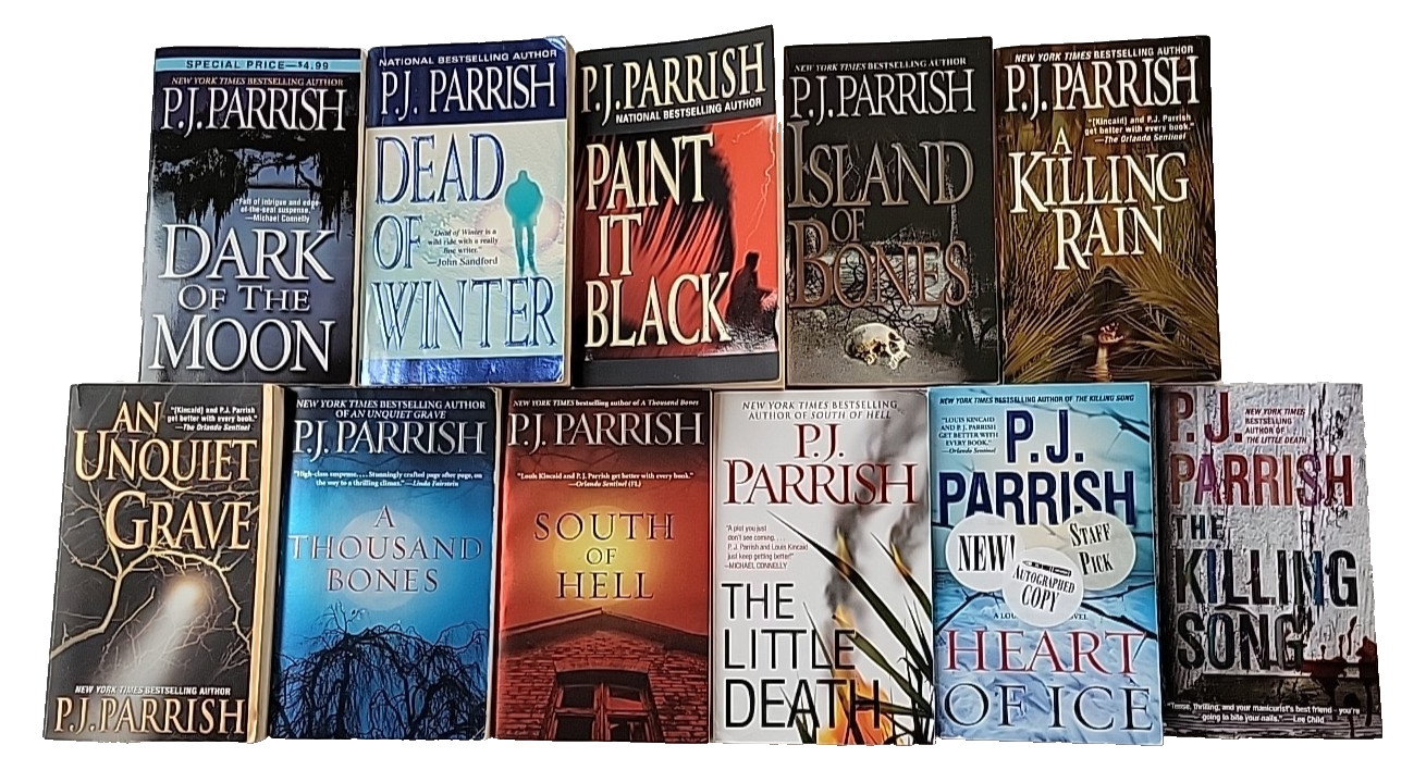 Lot of 11, P J Parrish, A Killing Rain, Dark of the Moon, Heart of, 2 signed PB