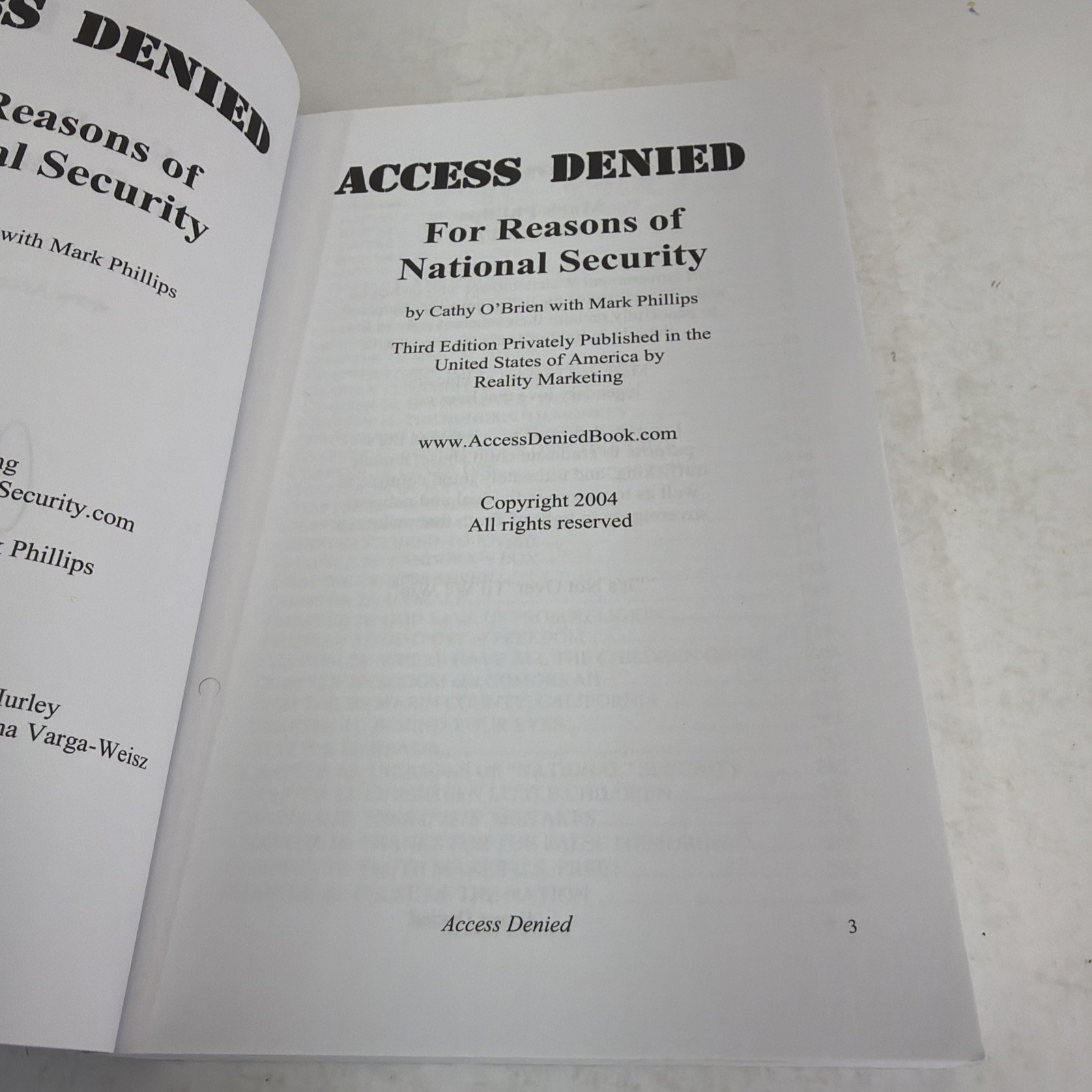 Access Denied: For Reasons of National Security Signed 2004 Paperback