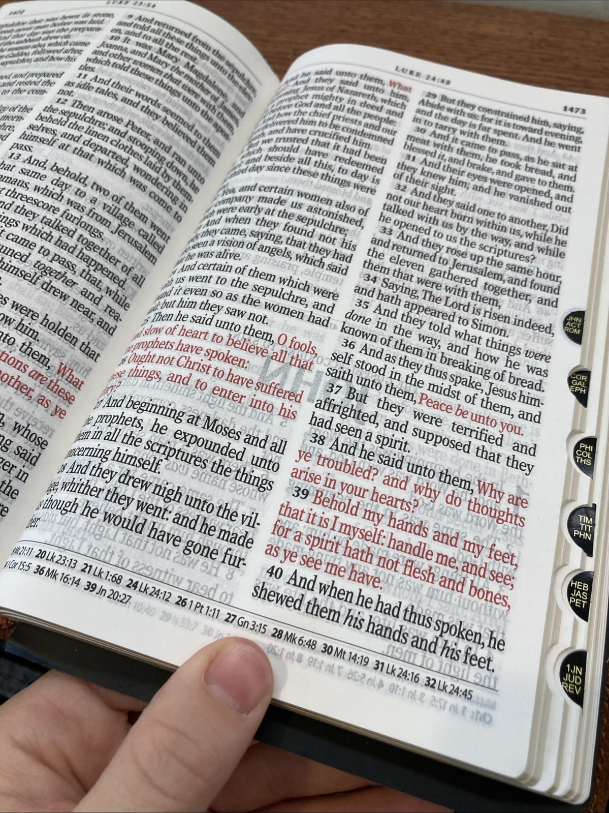 KJV Giant print Bible | Natural Genuine Leather | Thumb-Indexed | Red Letter
