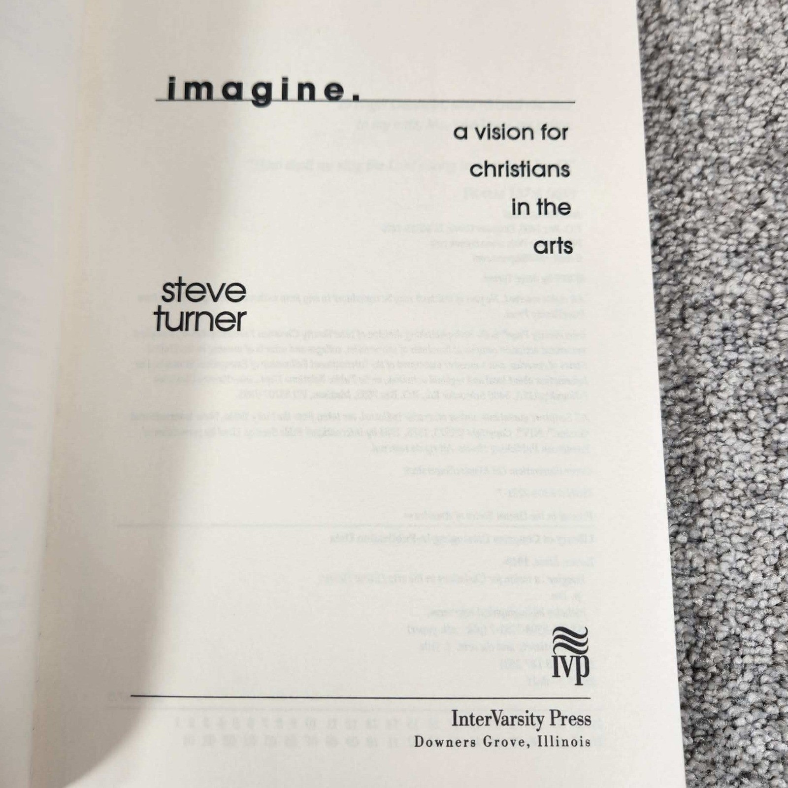 InterVarsity Press Imagine Steve Turner Christian Arts Paperback Religion 8.25″