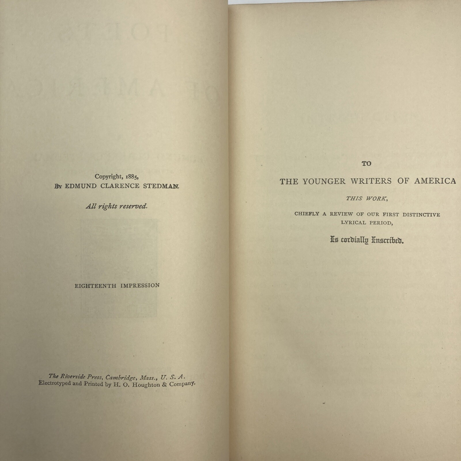 Rise of Poetry in America National Sentiment Emerson Poe Poets of America 1899