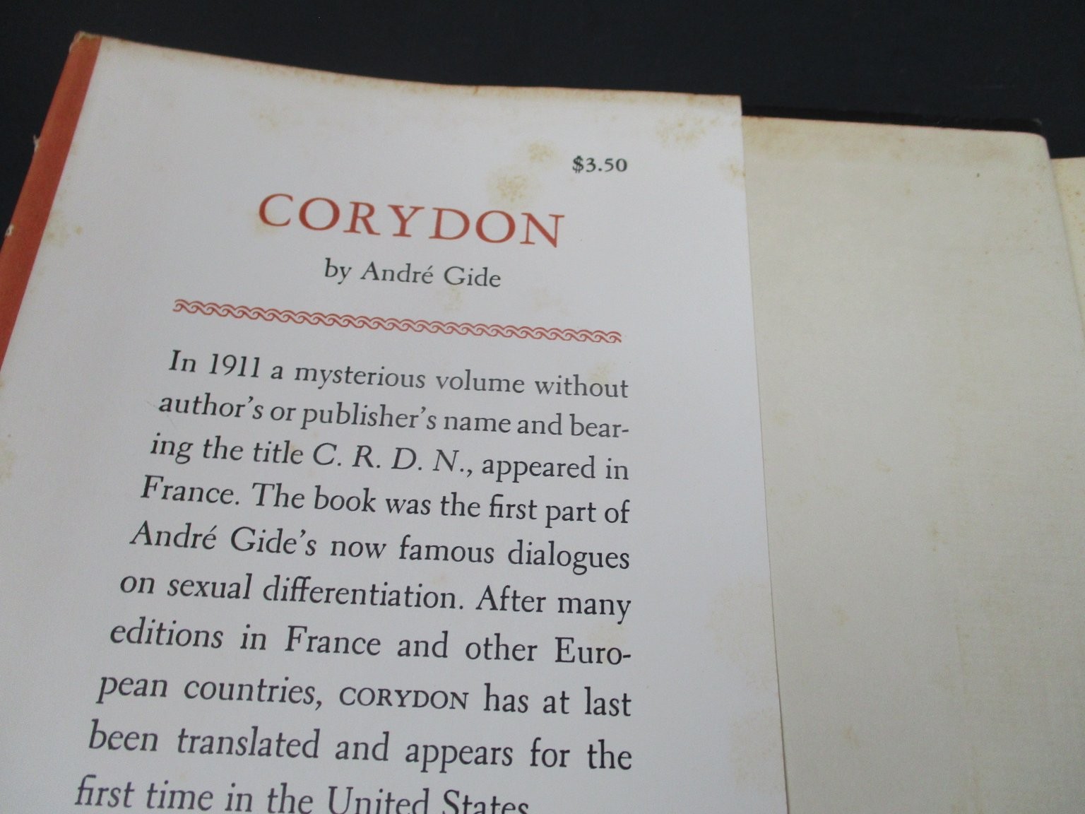 Corydon André Gide 1950 First English Edition Philosophy LGBTQ Farrar Straus