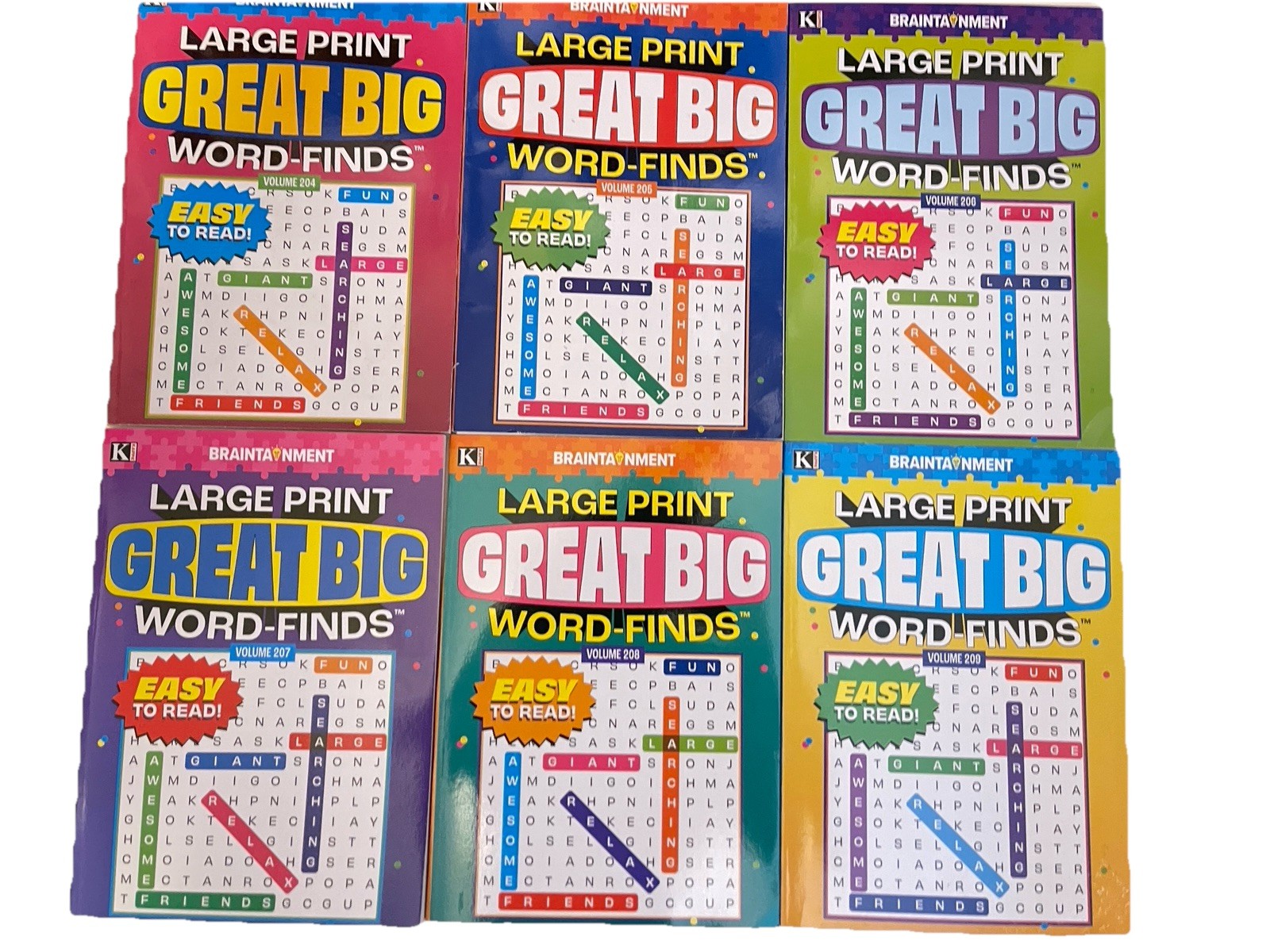 LOT 6 New Large Print GREAT BIG Word-Finds Word Search Kappa 204-209 Free Ship