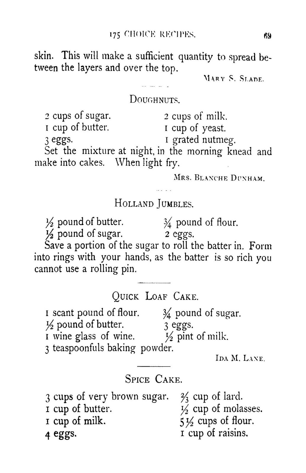 1887 175 Choice Recipes Vintage Cook Book 83 Pages