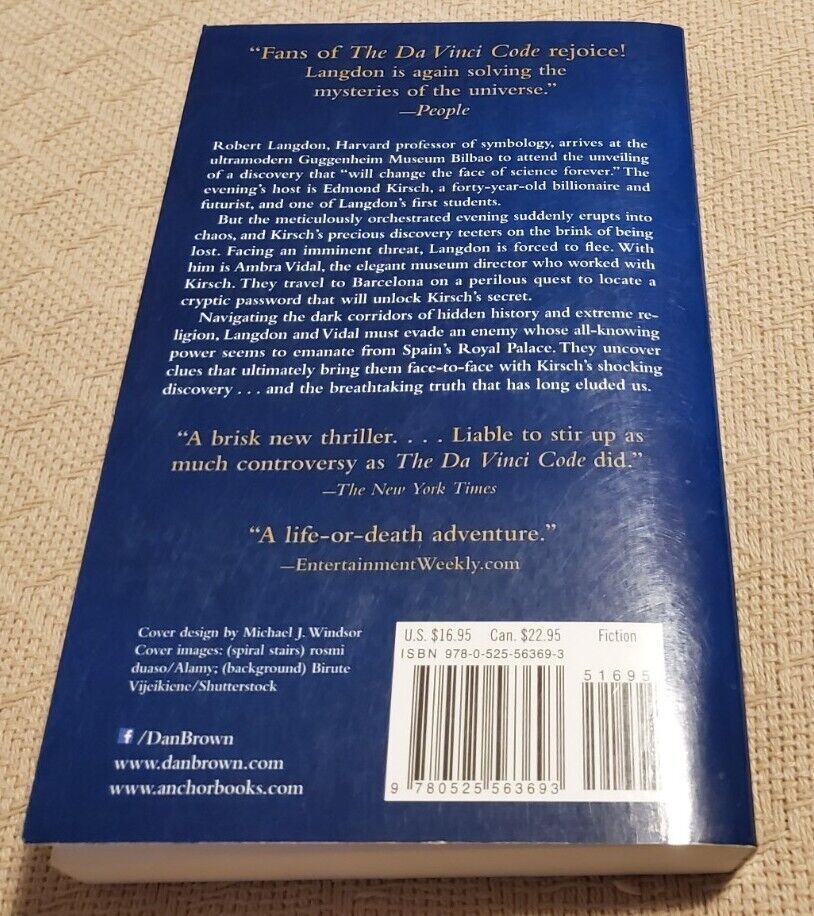 Robert Langdon Ser.: Origin : A Novel by Dan Brown (2018, Trade Paperback)