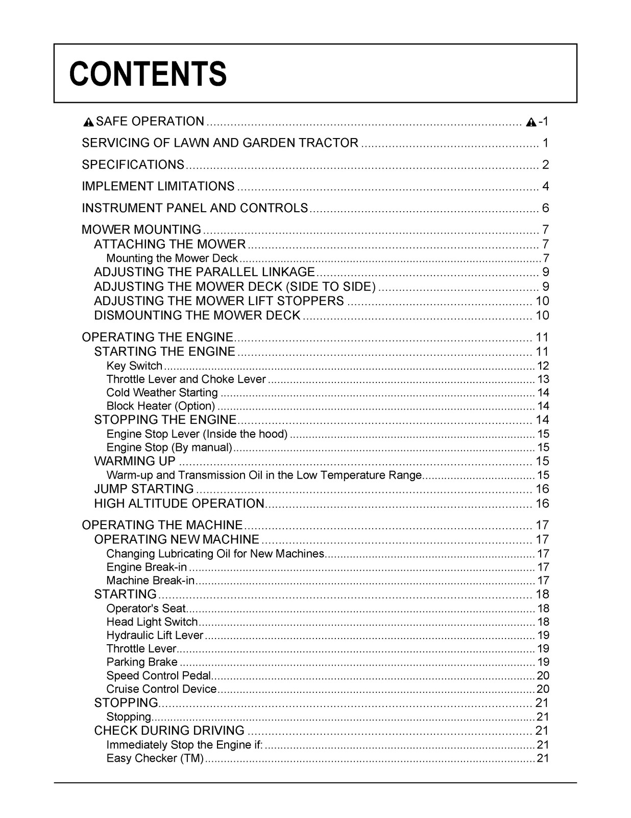 KUBOTA GR2020G GR2120 GR2120AU Operators Manual 2017 – BOUND – COVERS – FOLDOUTS