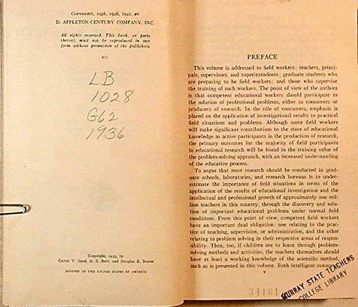 Methodology of Educational Research Good Barr Scates 1941 D. Appleton-Century