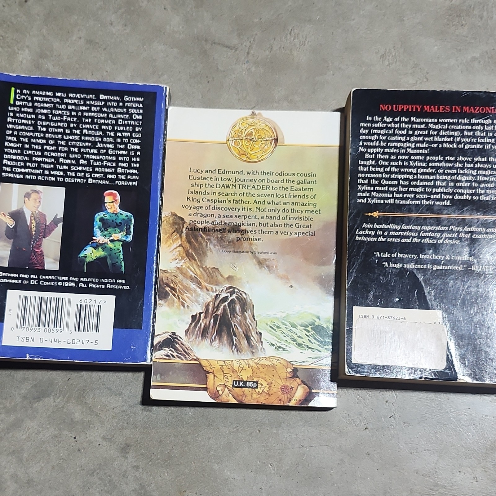 Baen Paperback Book Lot 3: Batman Forever, Dawn Treader, I’ll Pay You To