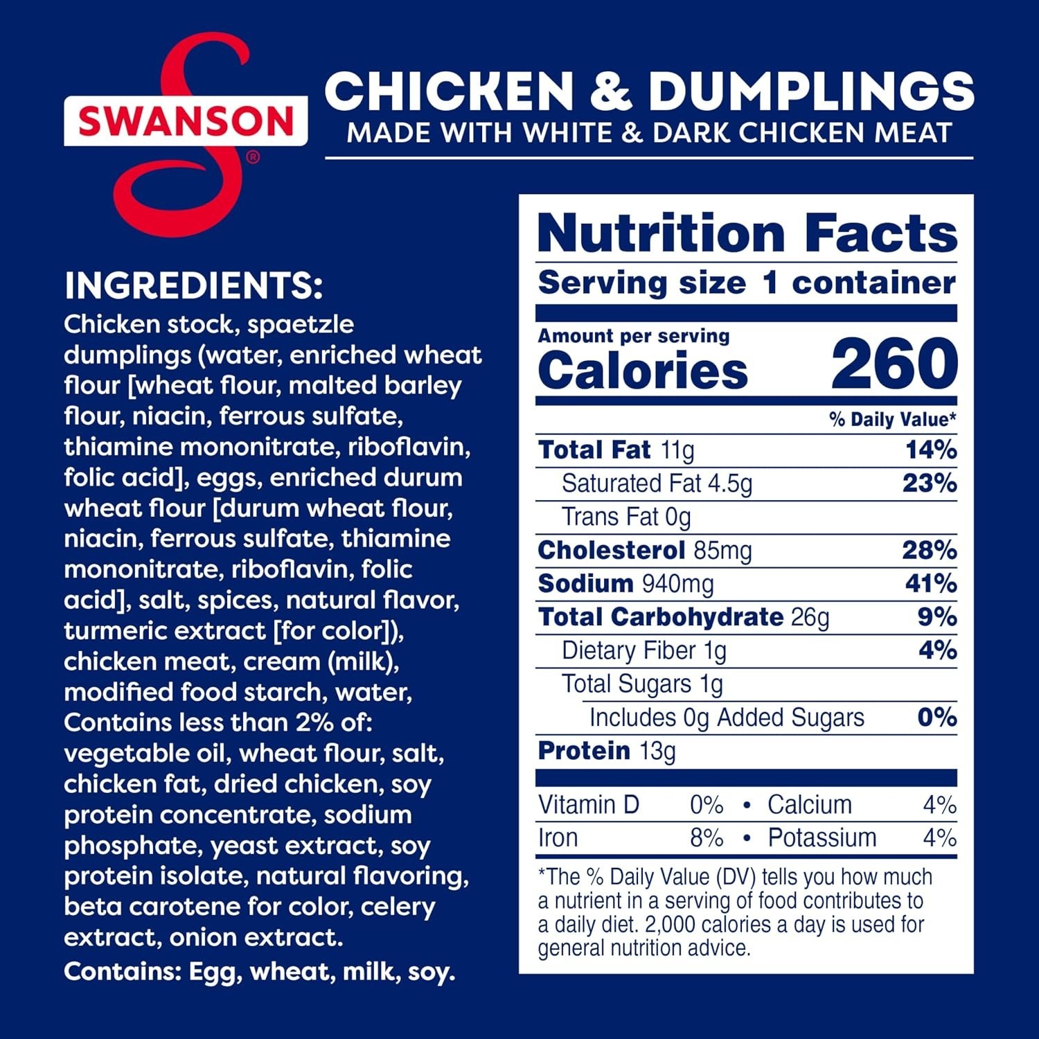 Swanson Chicken & Dumplings with Spaetzle Dumplings, No Antibiotics – 10.5 oz