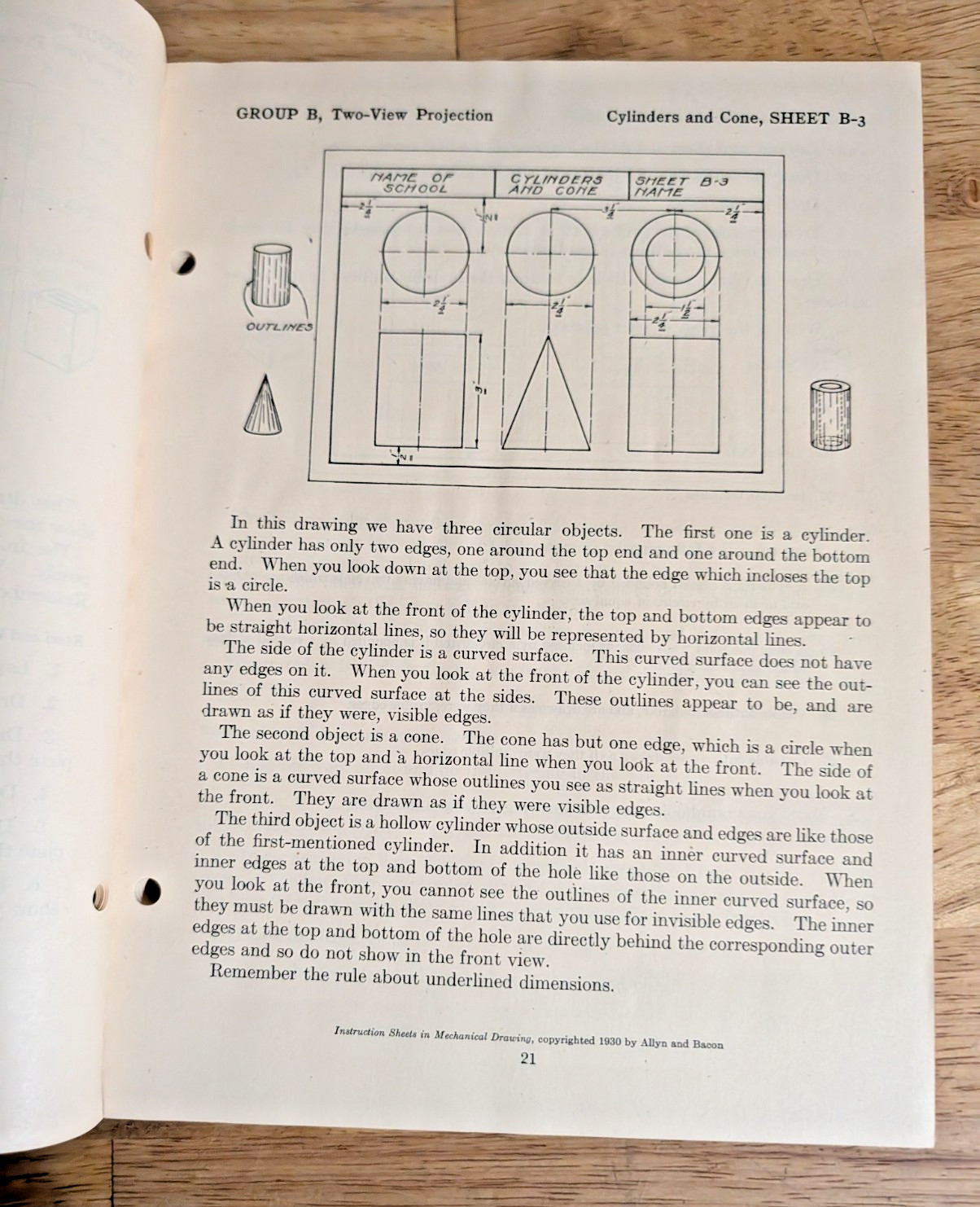 Instruction Sheets in Mechanical Drawing – Allyn & Bacon 1947 Drafting Manual