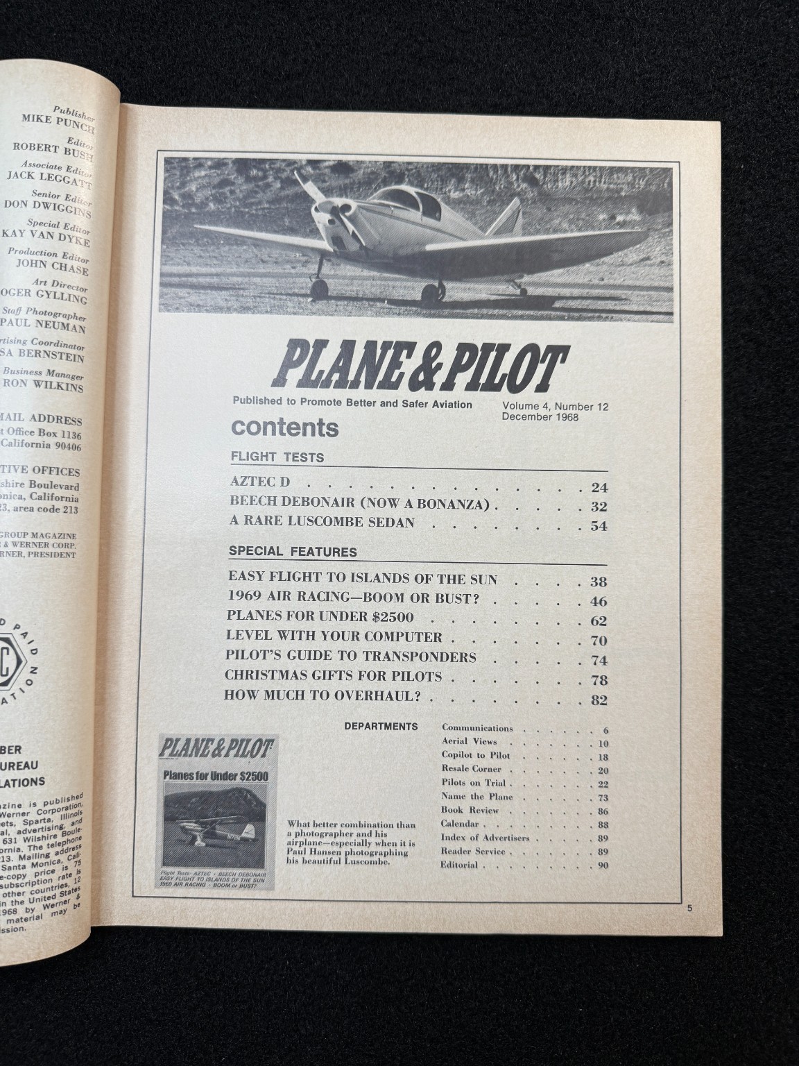 Plane & Pilot Magazine December 1968, Air Racing Vintage