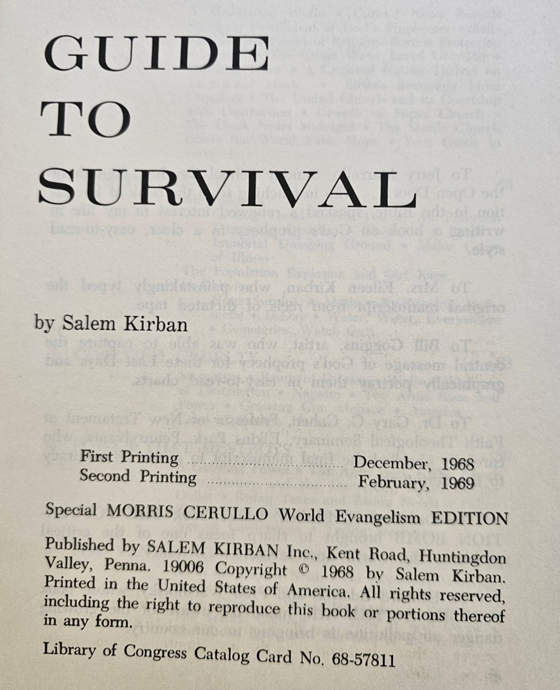 Vtg 1969 GUIDE TO SURVIVAL Salem Kirban END TIMES APOCALYPSE ANTICHRIST PB