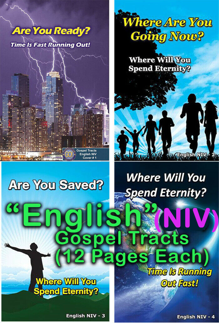 ENGLISH(NIV) Gospel Bible Tracts, Pack of 40 units in 4 Covers, 12 Pages Each