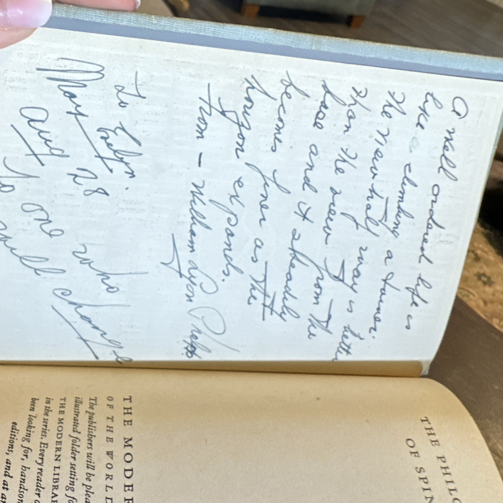 The Philosophy of Spinoza Joseph Ratner Modern Library 1927 Hardcover Inscribed