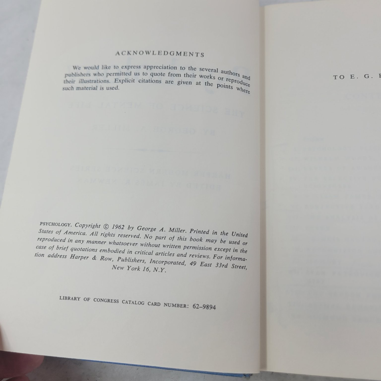 Psychology The Science of Mental Life George A. Miller 1962 Harper & Row