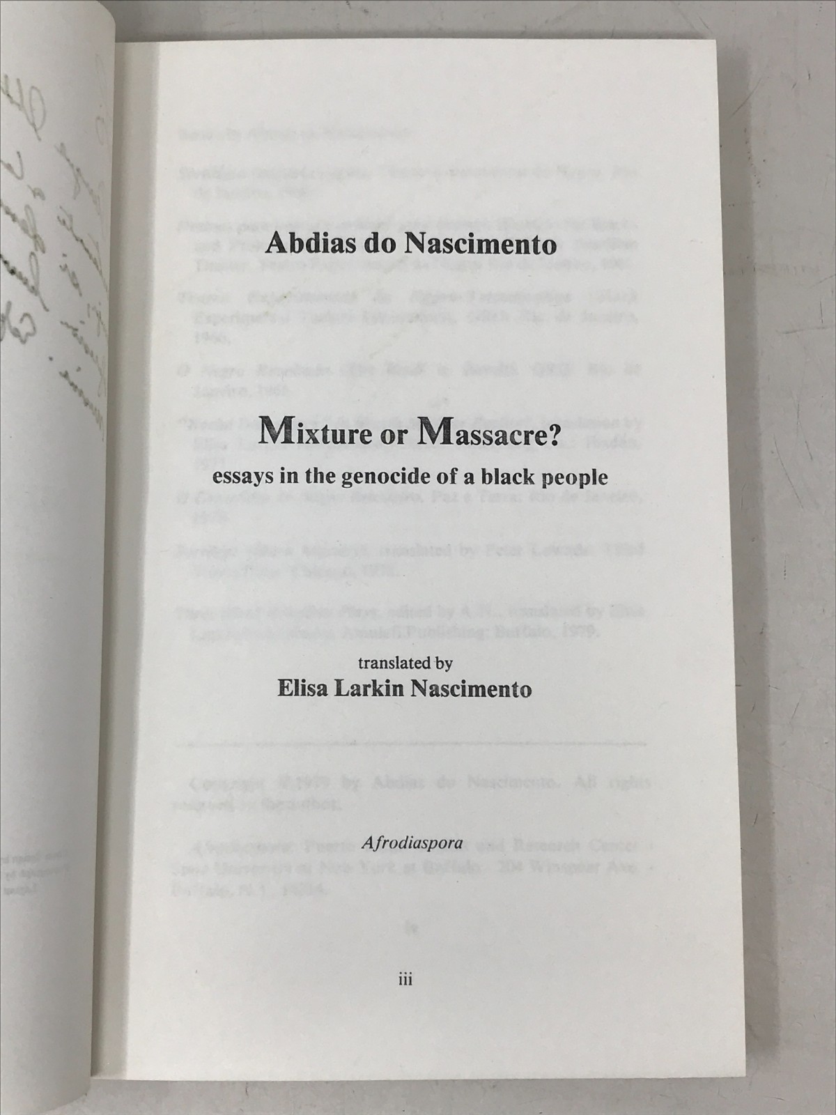 Mixture or Massacre? Essays in the Genocide of a Black People 1979 E-40