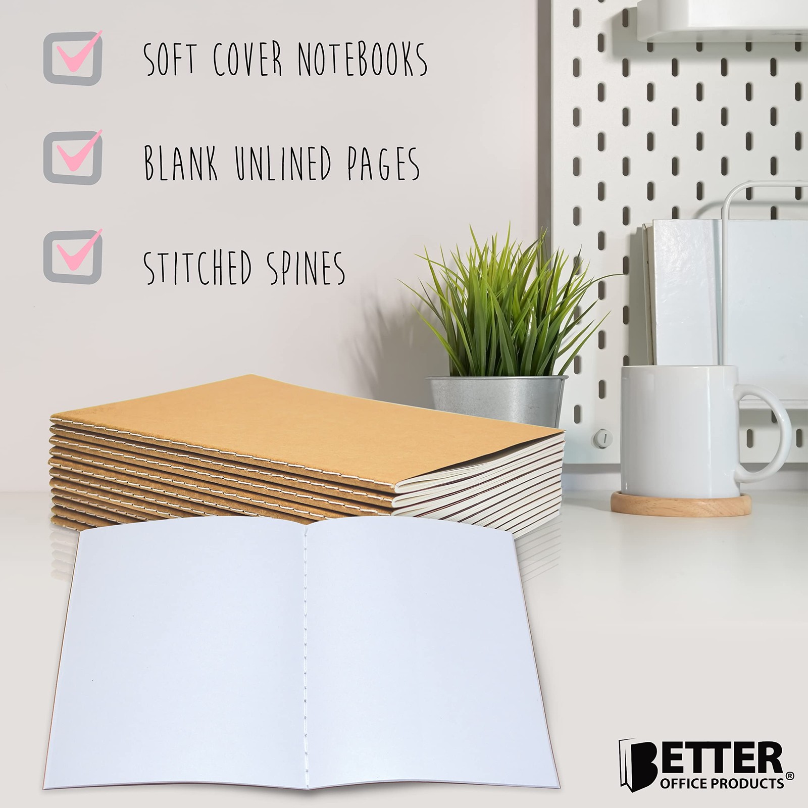 Kraft Notebooks 24 Pack, Blank Unlined, 8.3 in x 5.5 in, A5 Size, 60 White Pa…