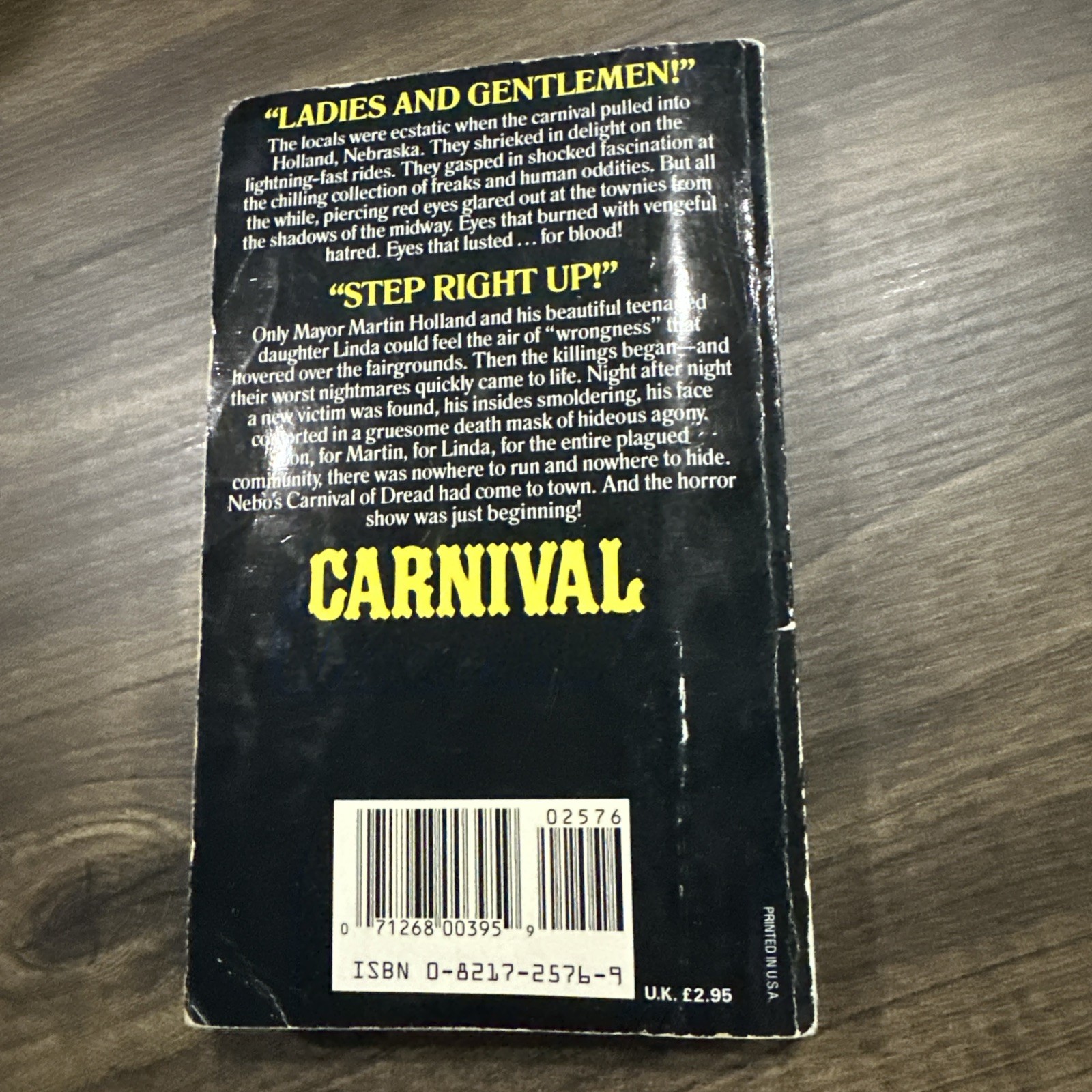 Rare Horror Paperback Carnival By William W. Johnstone