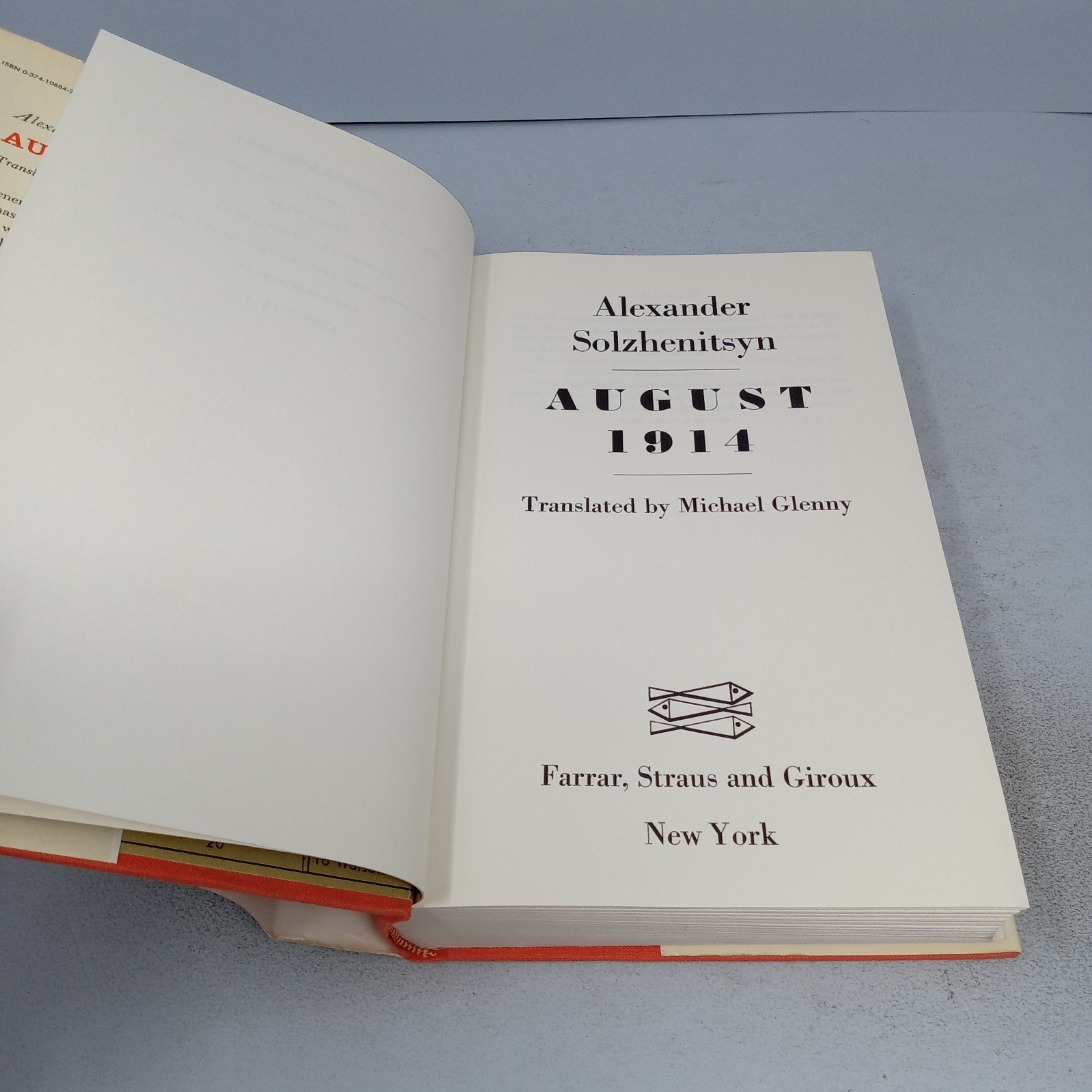 August 1914: 1972 Farrar, Straus & Giroux Hardcover by Aleksandr Solzhenitsyn