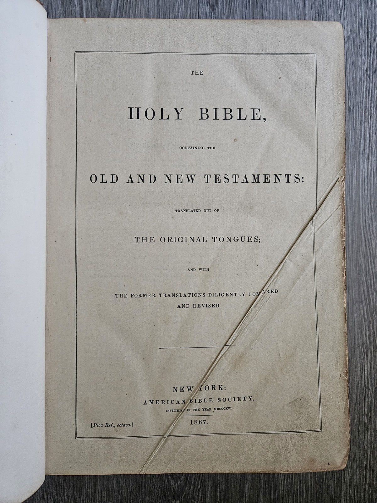 1867 Holy Bible Old & New Testaments Translated From Original Tongues | Leather