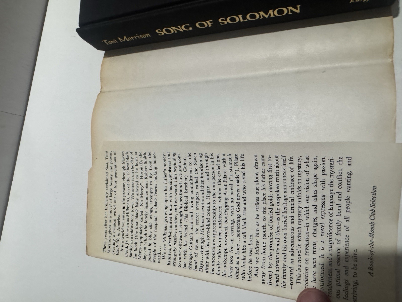 Song of Solomon by Toni Morrison HCDJ 1977 3rd printing Novel GC