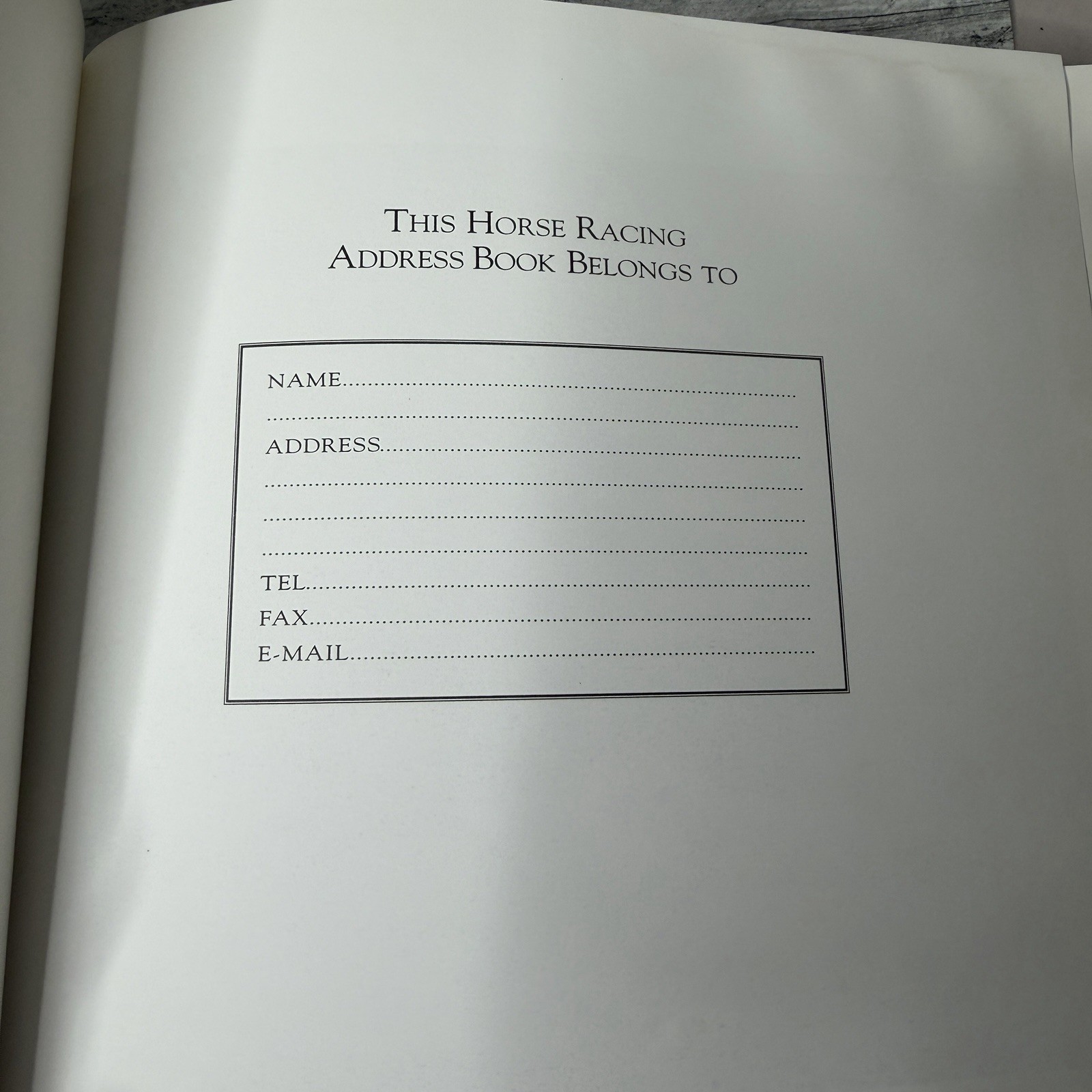 Horse Racing Address Book Equestrian Art Famous Thoroughbred Horses UK Hardback