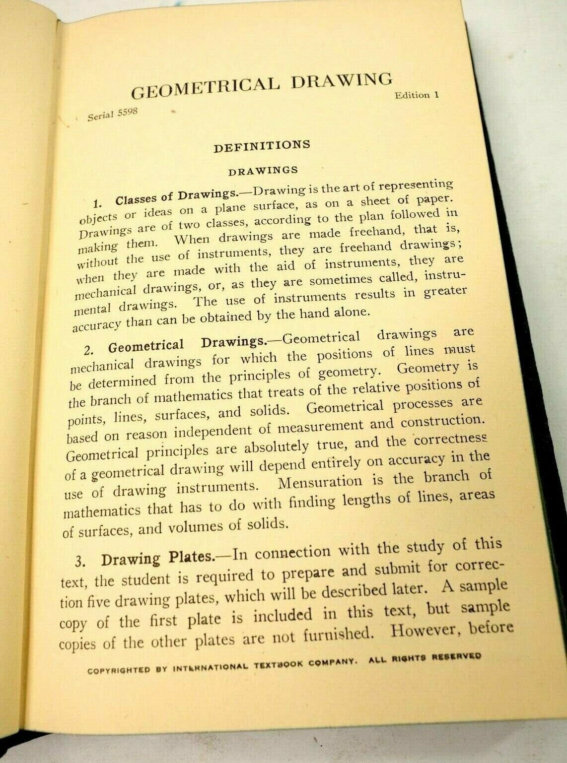Geometrical Drawing by R.B. Lincoln Hardcover International Textbook Co. 1944